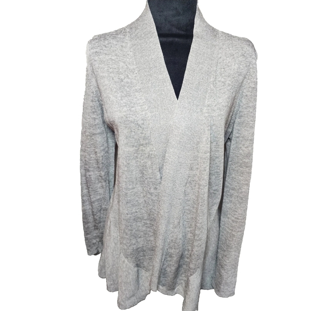 Eileen Fisher Cardigan Sweater Long Sleeve Heather Gray Sz Small Minimalist